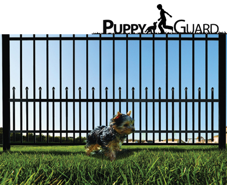 aluminum fence with puppy pickets